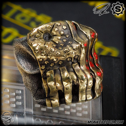 Starlingear Ryk Maverick Custom Bruiser Puncher Old Glory - Silver/Brass Textured (Size 10)