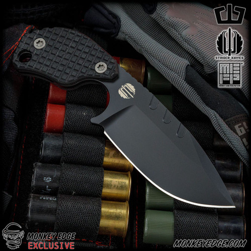 Blackside Customs: Strider SLCC Drop Point - Black/Black G10 Monkey Edge FRAG Pattern