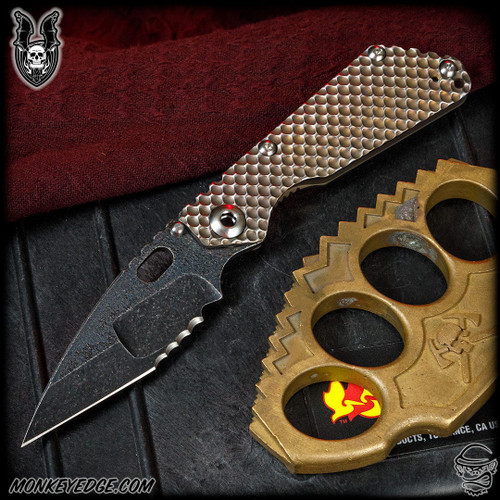 Mick Strider Custom: SnG Gunner Grip/Wharncliffe Nightmare Trisula Grind w/Serrations - Black Magma/Two Tone (MSC0437)