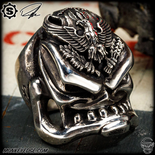 Starlingear Ring: Ryk Maverick Custom Steampunk Motherfucker Puncher - Silver/Vintage Silver