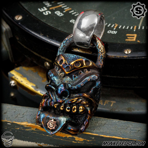 Starlingear Pendant: Maori Tiki 2024 Full Face - Cobalt/Copper/Silver