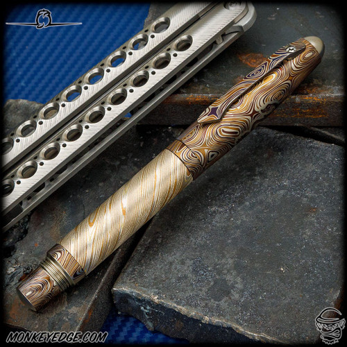 Dmitry Streltsov Pen: Ace - Titanium/Mokume Lion Engraved