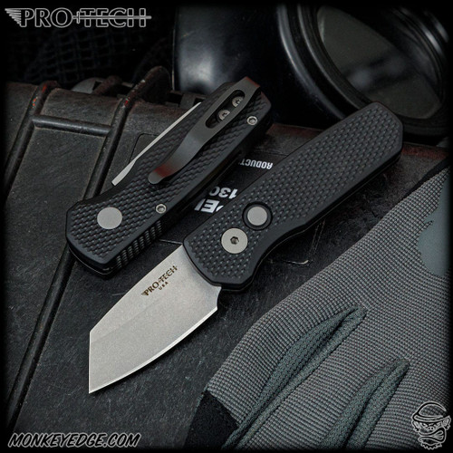 Pro-Tech Knives: Runt 5 - Stonewashed/Black Textured