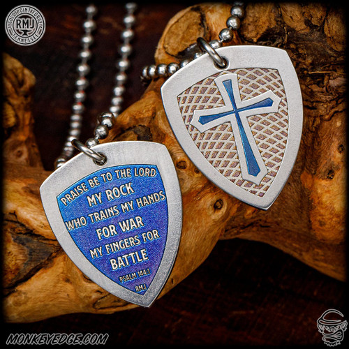 RMJ Tactical: Gold Point Pendant Crusader Small Shield - Titanium