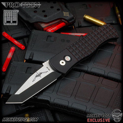 Pro-Tech Knives: CQC-7 Auto Tanto - Two Tone DLC/Black w/Monkey Edge FRAG Pattern