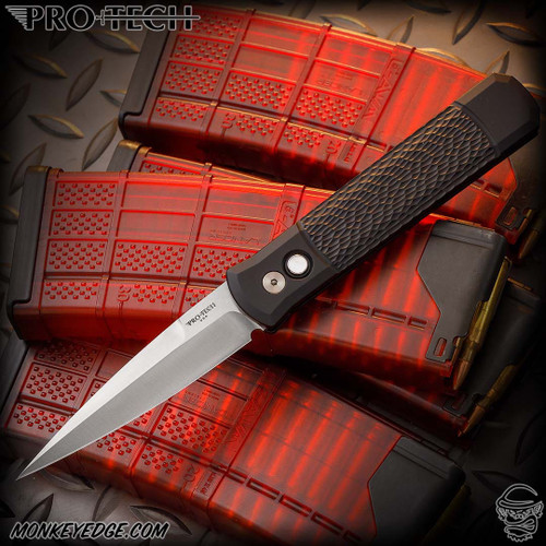 Monkey Edge - Pro-Tech Knives: Godfather - Satin/Black Textured w Monkey Edge - Pro-Tech Knives: Godfather - Satin/Black Textured w