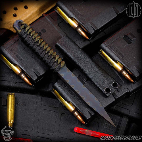 Strider Knives Fixed: LM Nail - Flamed/Black/OD Green Cord Wrapped (7 inch Titanium)