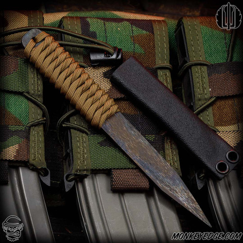 Strider Knives Fixed: LM Nail - Flamed/Coyote Brown Cord Wrapped (7 inch Titanium) (SK2648)
