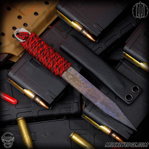 Strider Knives Fixed: LM Nail - Flamed/Red/Black Cord Wrapped (7 inch Titanium)
