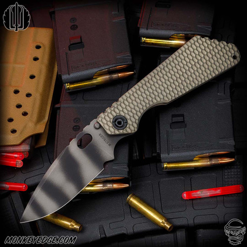 Strider Knives Folder: SMF Dagger Grind - Striped/Flamed Gunner Grip