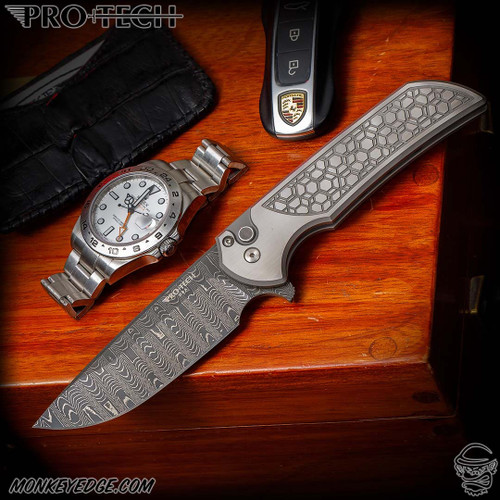 Pro-Tech Custom: Mordax - Damascus/Gridlock w/Pearl