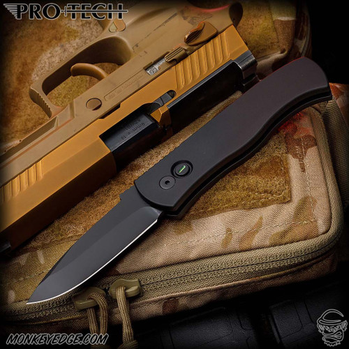 Pro-Tech Knives: CQC-7 Auto Spearpoint Operator - Black DLC/Black w/Tritium Insert