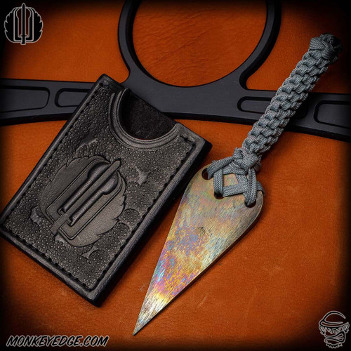Strider Knives Fixed: Payback Wallet Shiv - Titanium Flamed/Grey Cord Wrapped  (SK2646)