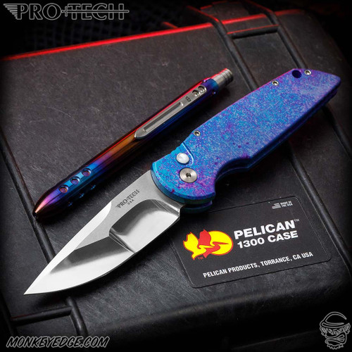Pro-Tech Knives: Custom TR-3 - Two Tone/Jazz w/Compound Grind