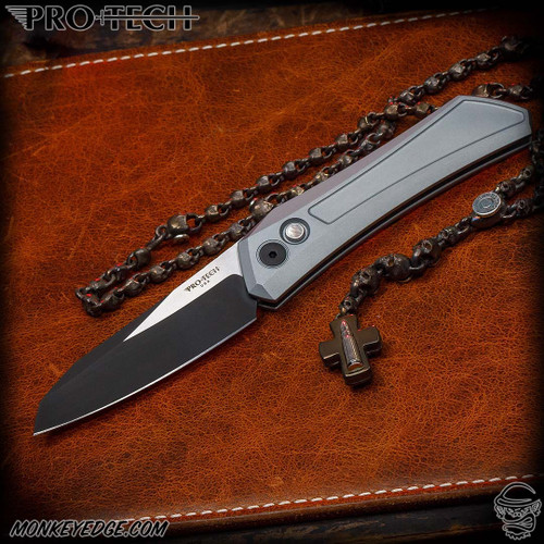 Pro-Tech Knives: Oligarch - Two Tone/Grey w/Black Lip Pearl Button - Blade 2024
