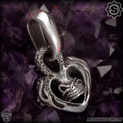 Starlingear Pendant: Flame Heart w/Slickster - Silver Textured