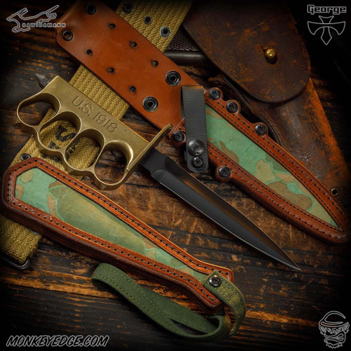Bawidamann x George Knives: Doughboy Trench Knife/MK1 Sap Set - US M1942 Frogskin Jungle Camo