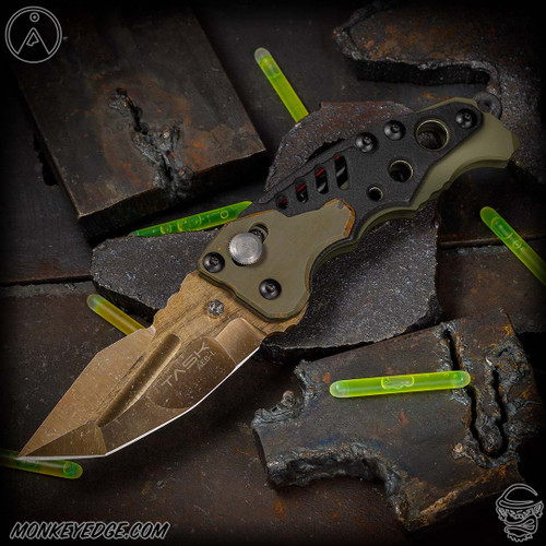 TAS Knives Folder: Mitrul - Bronze Tumbled/OD Green