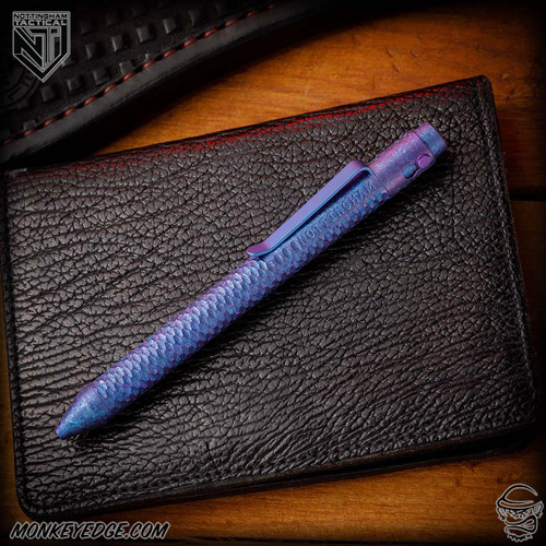 Nottingham Tactical Pen: Standard - Crystal Ti Blurple - Carved - Double Lock