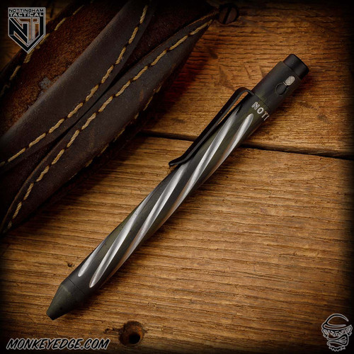 Nottingham Tactical Pen: Standard - Titanium Two Tone OD Green - Spiral Fluted - Single Lock