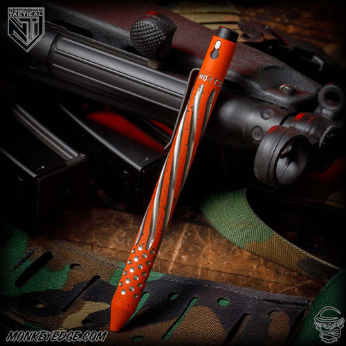Nottingham Tactical Pen: G2 Full Size - Titanium Two Tone Orange - Spiral Fluted w/Dots - Single Lock