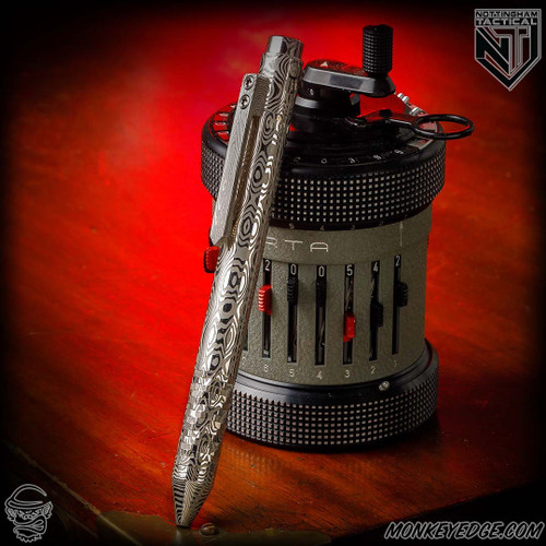 Nottingham Tactical Pen: Standard - Damasteel w/Milled Clip - Digital Grip - Single Lock
