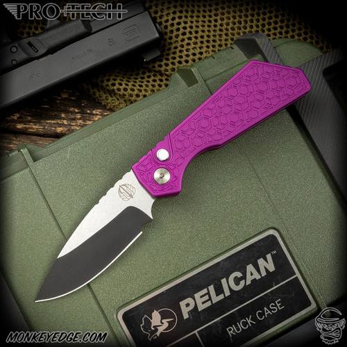 Pro-Tech Knives: Strider PT Auto - Two Tone/Purple Gridlock