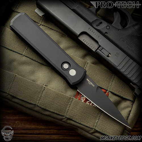 Monkey Edge - Pro-Tech Knives: Godson - Black/Black Left Handed