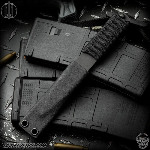 Strider Knives Fixed: LM Nail Wide Body - Black/Black Cord Wrapped (6.75 inch S30V)