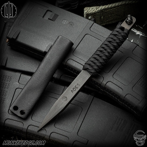 Strider Knives Fixed: LM Nail - Black/Black Cord Wrapped (6 inch S30V)