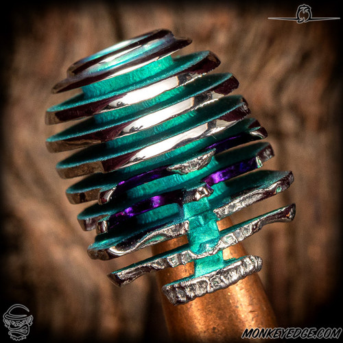 Dmitry Streltsov Bead: Lucky Kat - Titanium Green/Purple
