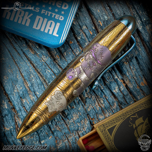 Dmitry Streltsov Pen: Zeppelin - Titanium Bad Teddy Engraved Bronze/Blue (DSP0672)