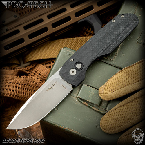 Pro-Tech Knives: Vero Synapse Auto - Stonewashed/Black Micarta