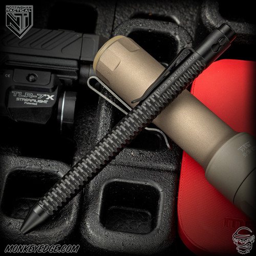 Nottingham Tactical Pen: G2 Full Size - Titanium Black - Carved - Double Lock