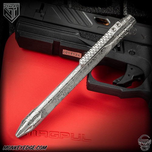 Nottingham Tactical Pen: Standard - Damasteel w/Milled Clip + Stalker Tip - Trifecta - Single Lock (NHT0441)