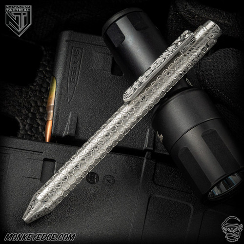 Nottingham Tactical Pen: Standard - Damasteel w/Milled Clip - Honey badger - Single Lock