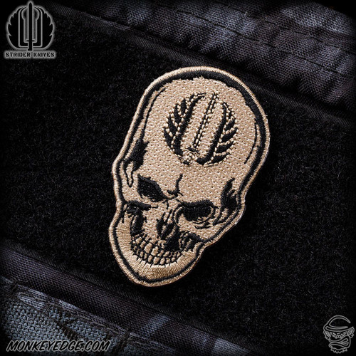 Strider Knives Patch: Skull Embroidered - Black/White