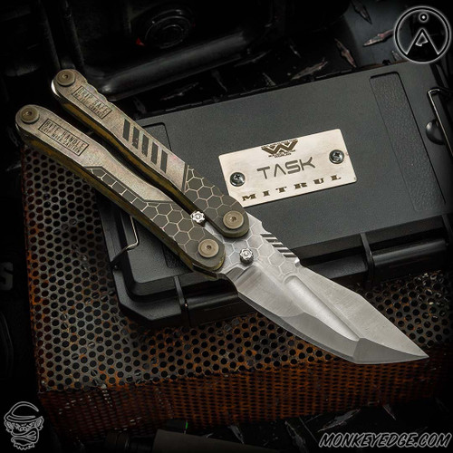 TAS Knives Folder: Mitrul Alien Balisong - Tumbled/Titanium