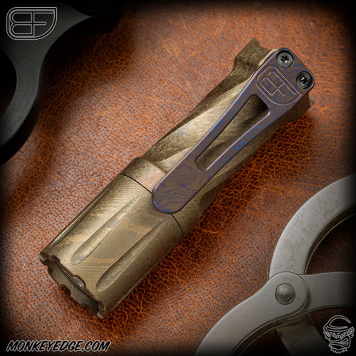 Fellhoelter FTD Flashlight: Ti Damascus Spiral Fluted w/Timascus Clip