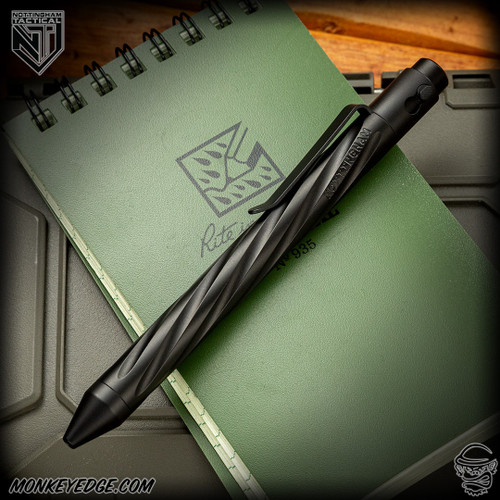 Nottingham Tactical Pen: Standard - Titanium Black - Spiral Fluted - Double Lock