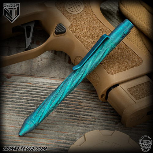 Nottingham Tactical Pen: Standard - CrystalTi Teal - Spiral Fluted - Single Lock