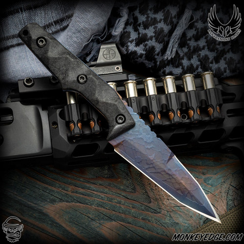 Bawidamann Blades: Huginn Dagger - Acid Etched/Spectral Cobalt Patina