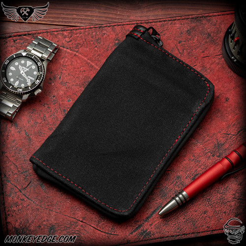Chattanooga Leather Works: Zip Pouch Organizer - Black/Red Monkey Edge Exclusive