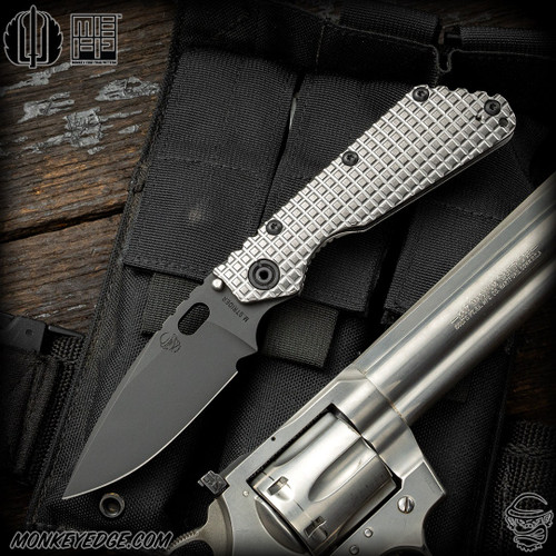 Strider Knives Folder: SMF Dagger Grind - Black/Stonewashed Monkey Edge FRAG Pattern