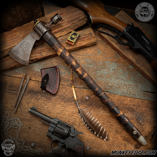 RMJ Tactical Tomahawk: Gold Point Patriot Pipe Tomahawk - Triskelion/Finger Grooves
