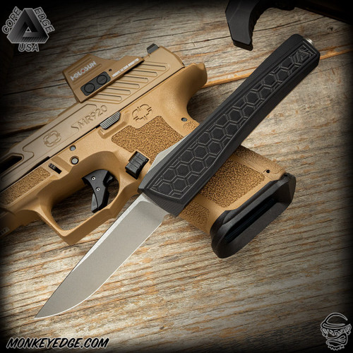 Core Edge Knives: 0331 Echo Drop Point - Two Tone/Black HoneyCore