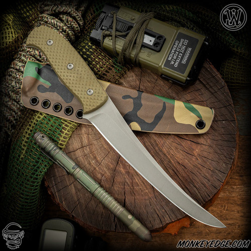 Joe Watson Tac Boning Knife - Tumbled/Green G10
