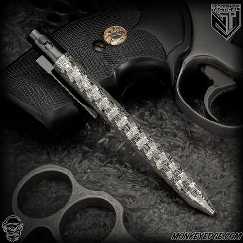 Nottingham Tactical Pen: Standard - Damasteel w/Milled Zirc Clip + Mech - Digital - Double Lock