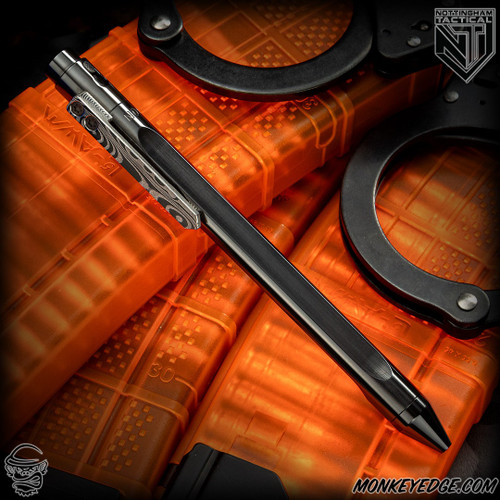 Nottingham Tactical Pen: G2 Full Size - Zirconium w/Damasteel Clip - Trifecta - Single Lock