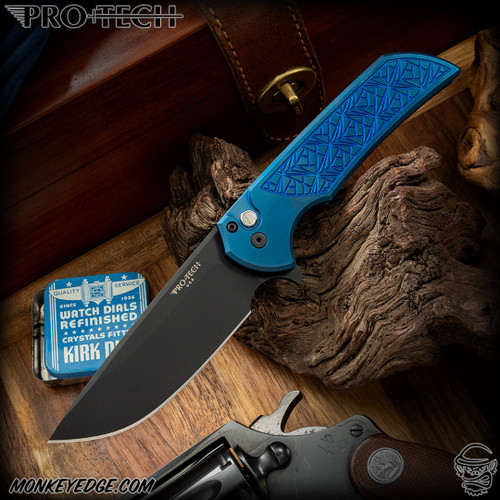 Pro-Tech Knives Custom: Mordax - Black/Satin Sapphire Blue Nexus